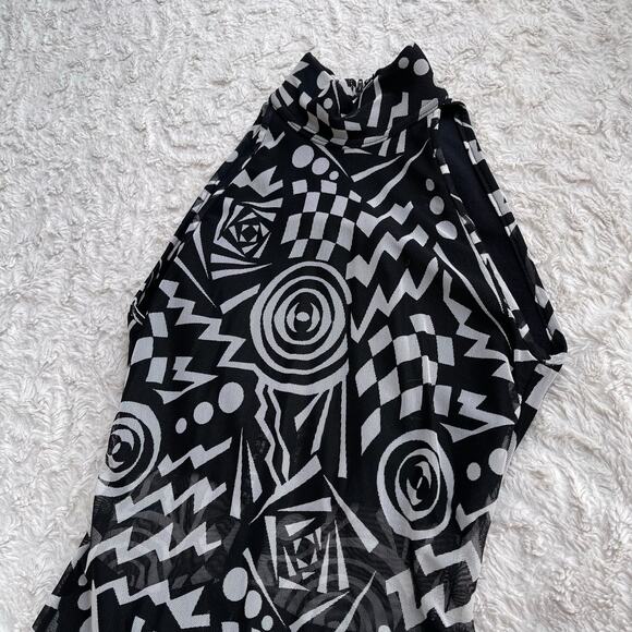 Cache geometric mesh maxi dress sheer Tadashi vintage 90s prom formal cocktail S - Picture 11 of 15